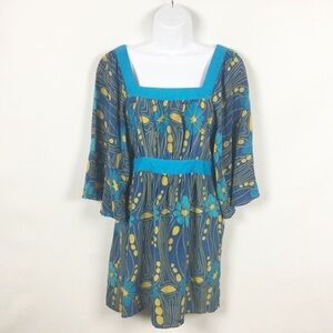 Hanna G Square Neck Floral Silk Dress